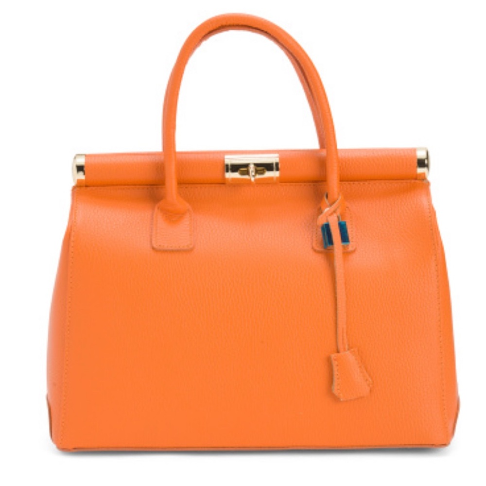 Italian Made Orange Leather Handbag $1050 retail